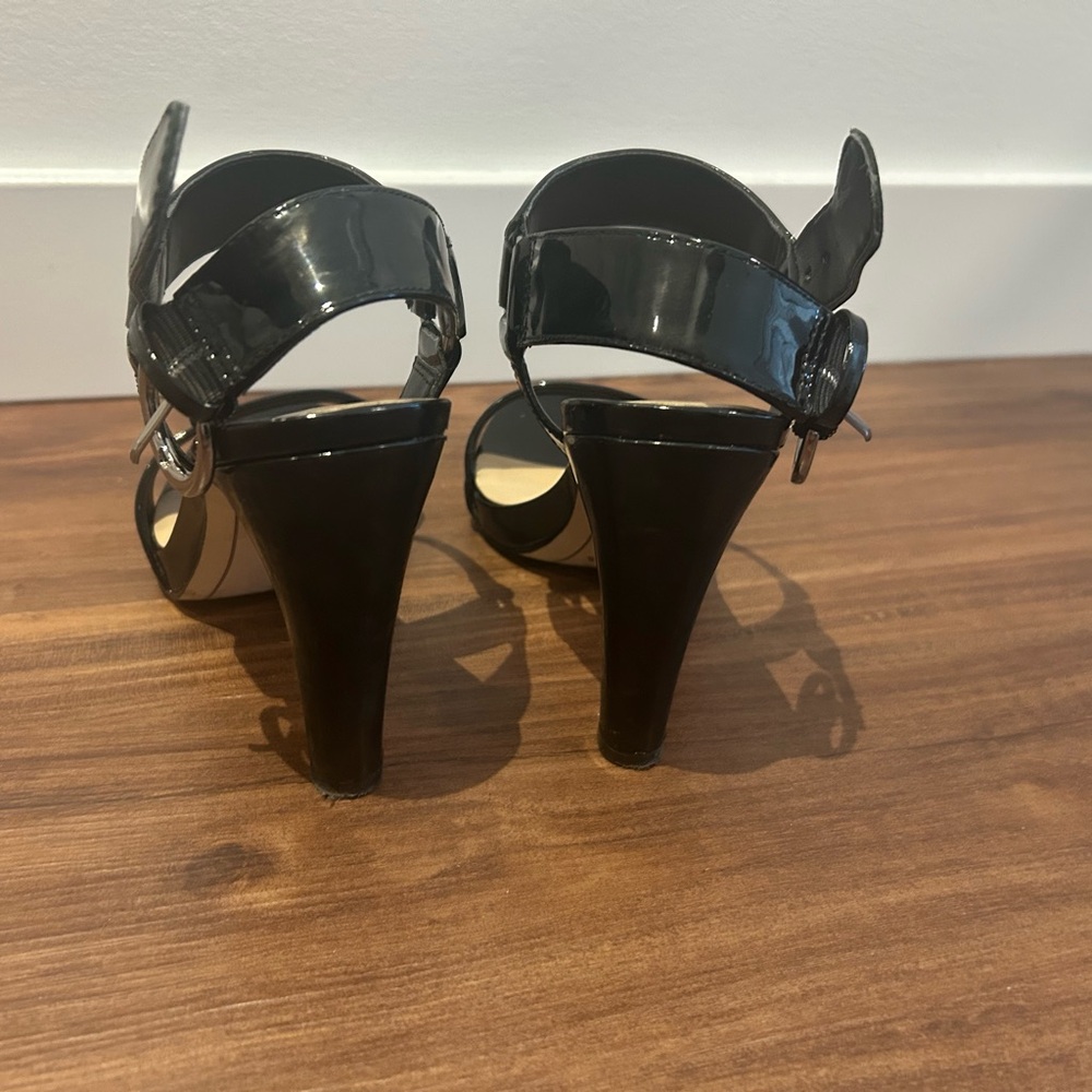 Karl Lagerfeld Glossy Black Strappy Heels - Picture 3 of 4